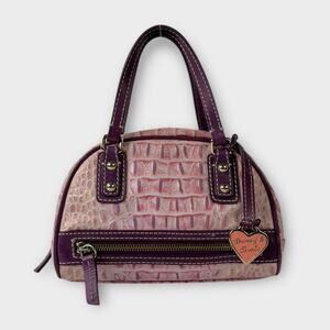 Dooney & Bourke Y2K Vintage Mini Bowling Bag Crocodile-Embossed Leather